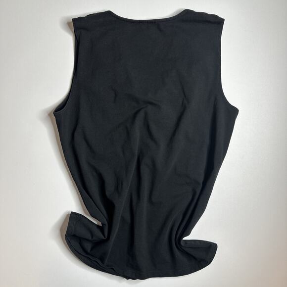 Vintage Y2K Nine West Ring Detail Black Sleeveless Top XL Stretch Minimalist - Picture 4 of 9